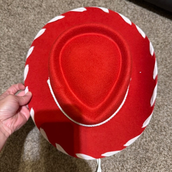 Vibrant Red and White Women's Hat - Picture 1 of 5